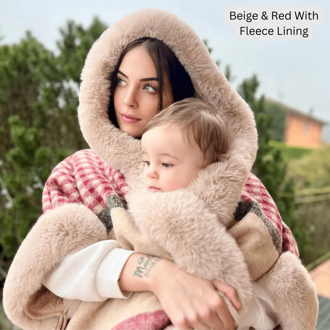 Poncho With a Hoodie and Fringes – The Pink Rabbit