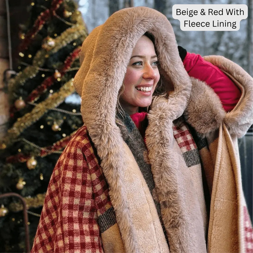 Poncho With a Hoodie and Fringes – The Pink Rabbit