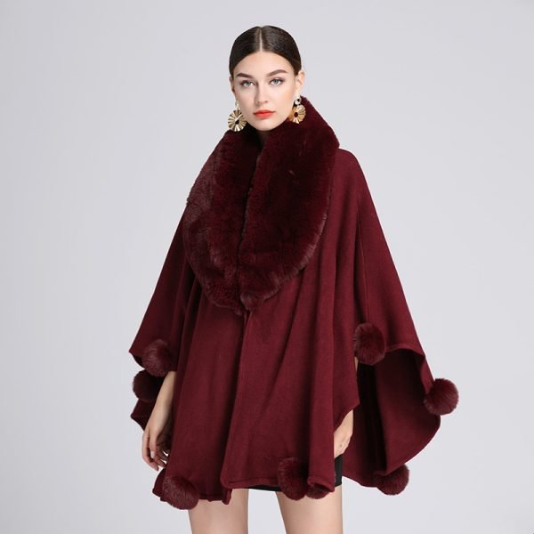 Poncho With Fur Neck - The Pink Rabbit