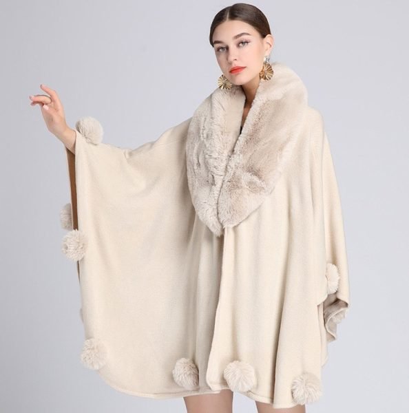 Poncho With Fur Neck - The Pink Rabbit